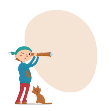 Çocuk oyun korsan, kedi, casus cam, yerleştirmek için metni