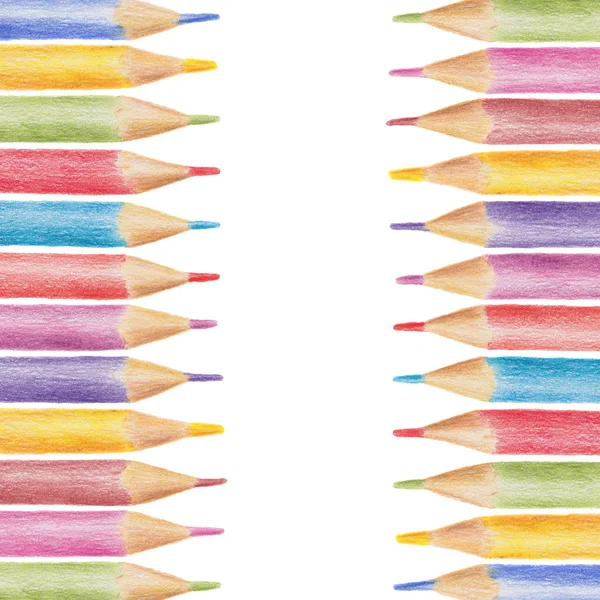 Moldura vertical feita por lápis de cor, lápis de cor — Fotografia de Stock