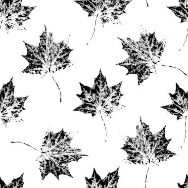 Siyah ve beyaz seamless modeli sonbahar yaprakları