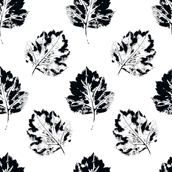 Patrón sin costura blanco y negro, hojas de espino — Vector de stock