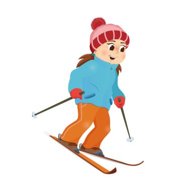 Yokuş aşağı, kış sporları Kayak mutlu, komik kız