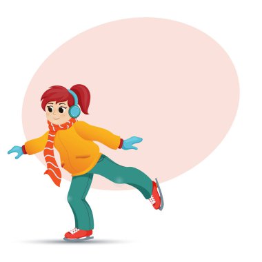 Kulaklık buz pateni, metin için yer olarak güzel kız