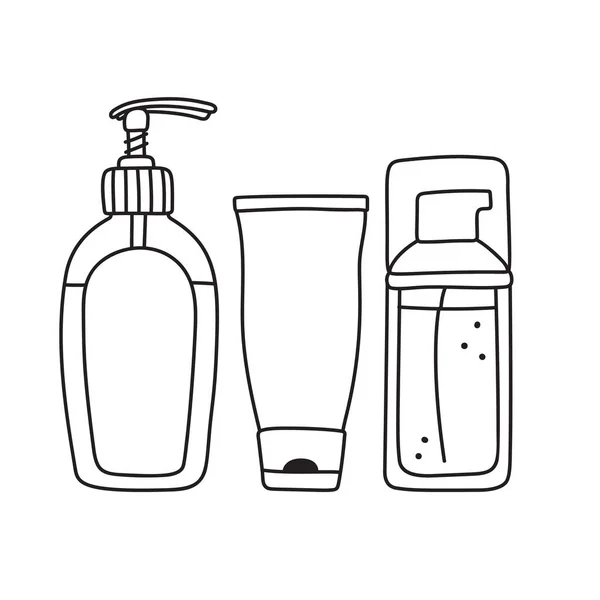 Rysunek, mydło w płynie, mycia twarzy oraz krem — Wektor stockowy
