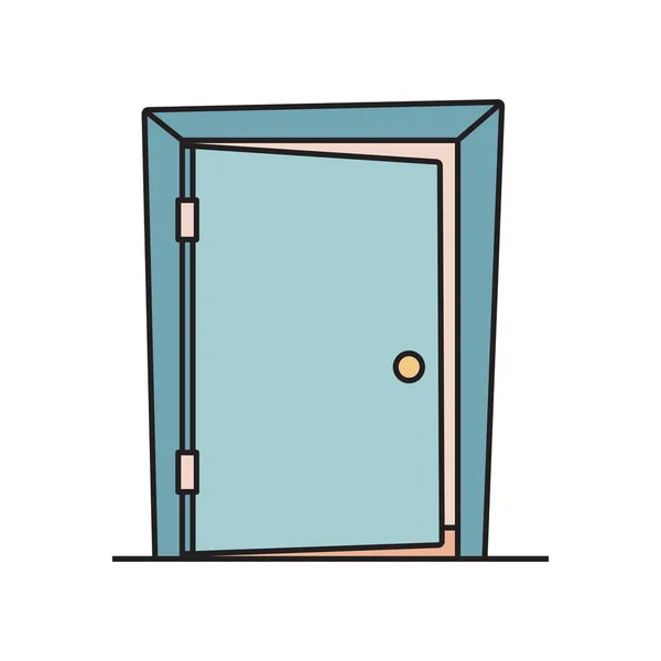 Flat cartoon icon with slightly open, ajar door — Stock Vector