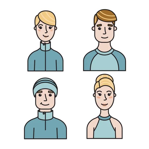 Set de avatares masculinos y femeninos para web, de estilo plano — Archivo Imágenes Vectoriales