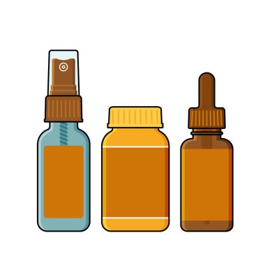 Sprey, tentür şişe ve opak plastik kavanoz