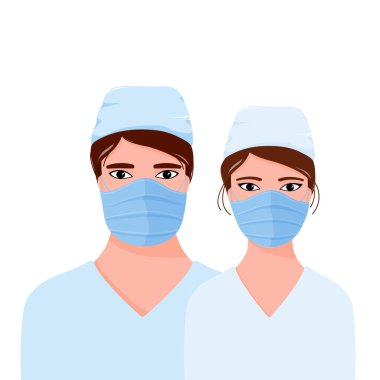 İki doktorun omuz portresi, erkek ve kadın.