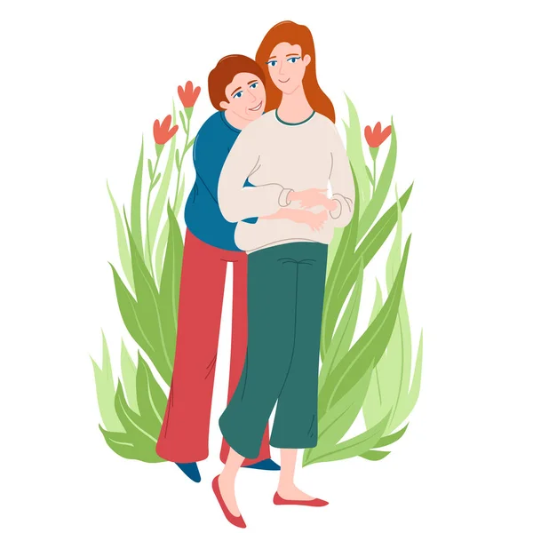 Femme embrassant sa fille adulte, carte de vœux — Image vectorielle