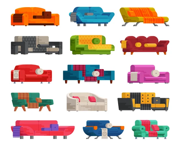 Ilustrasi set sofa - Stok Vektor