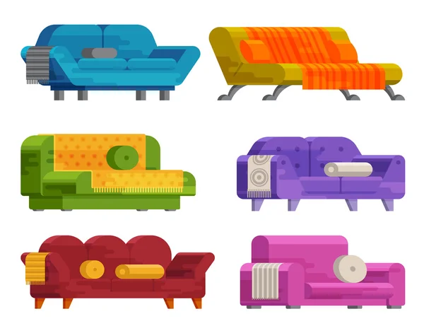 Ilustrasi set sofa - Stok Vektor