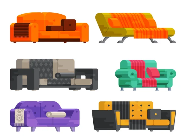 Ilustrasi set sofa - Stok Vektor