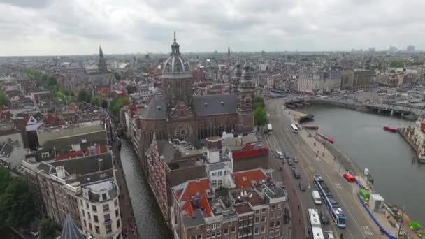 Vue aérienne de la ville d'amsterdam — Video