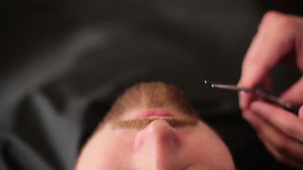 Усы в парикмахерской — стоковое видео