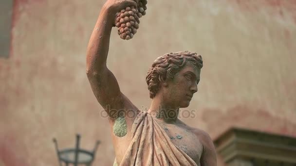 Estatua antigua en un jardín de cerca — Vídeo de stock