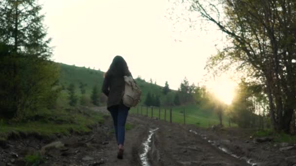 Девушка ходит по оттепели — стоковое видео