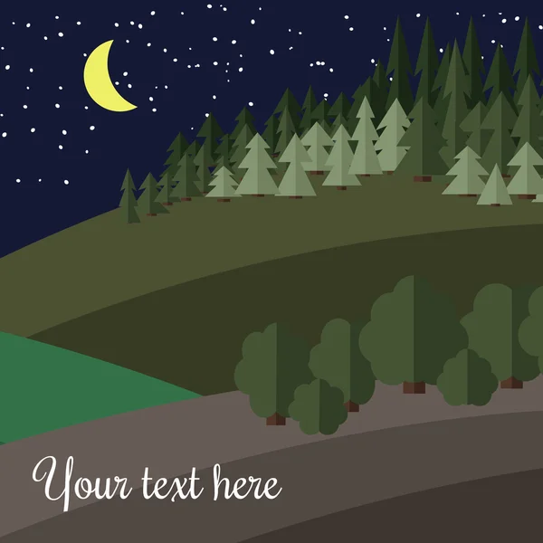 Bosque por la noche — Vector de stock