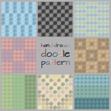 Çizilmiş Doodle Dikişsiz desen koleksiyonu