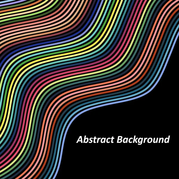 Sfondo di arte ottica Colorful Wave Design su sfondo nero . — Vettoriale Stock
