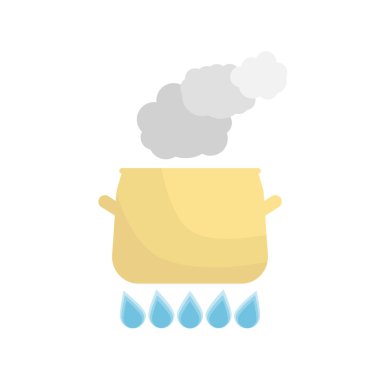 Gaz kaynar. Beyaz arka plan üzerinde mutfak gereçleri.