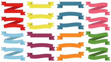 Renkli boş şeritler ve afiş kümesi. 