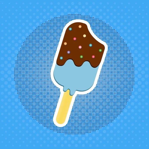 波普艺术冰淇淋甜点上一根木棍. — 图库矢量图片