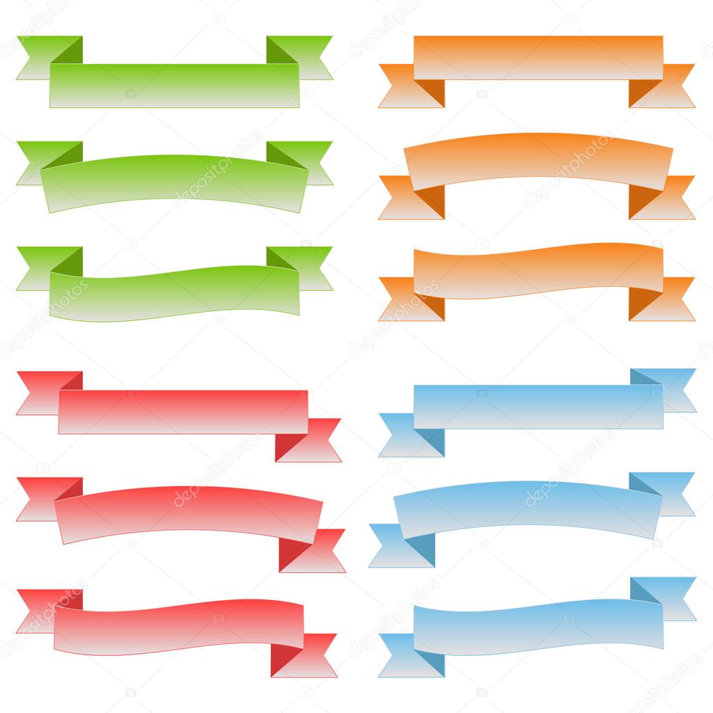 Set of  Colorful Empty Ribbons And Banners with Curves. 