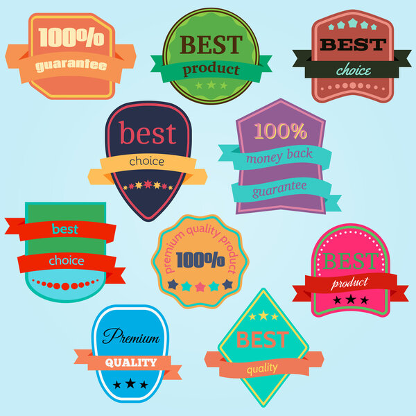 Set of Vector Badges with Ribbons.
