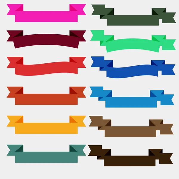 Set di nastri e banner vuoti colorati con curve . — Vettoriale Stock