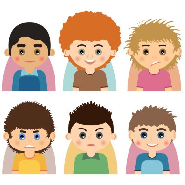 Vektör erkek karakter avatarları yüzler. Yüzü olan insanlar simgeler kümesi.