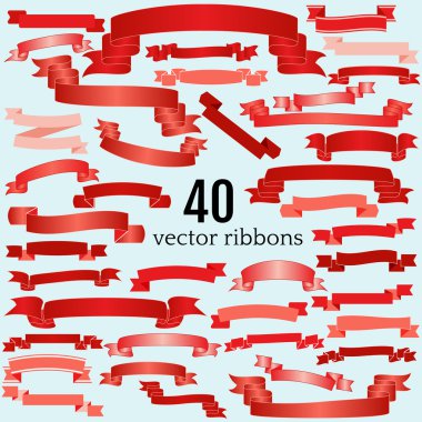 Kırmızı boş şeritler ve afiş kümesi.