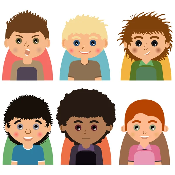Vector Male man character faces avatars. Set of people icons  with faces. — Stock vektor