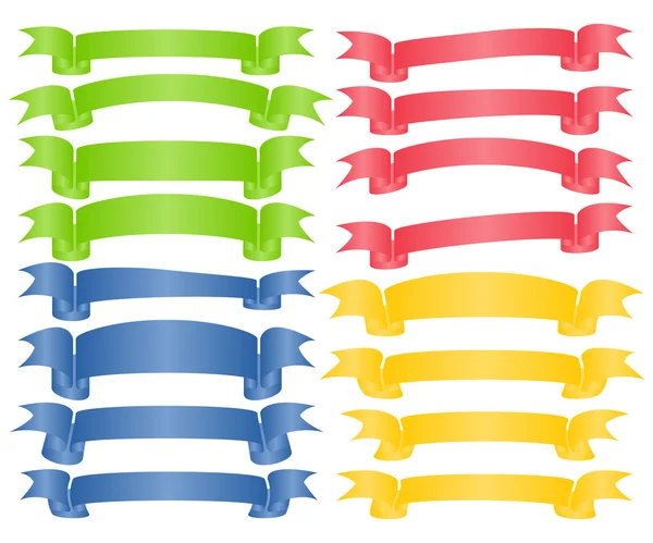 Set di nastri e banner vuoti colorati con curve. Pronto per il tuo testo o design . — Vettoriale Stock