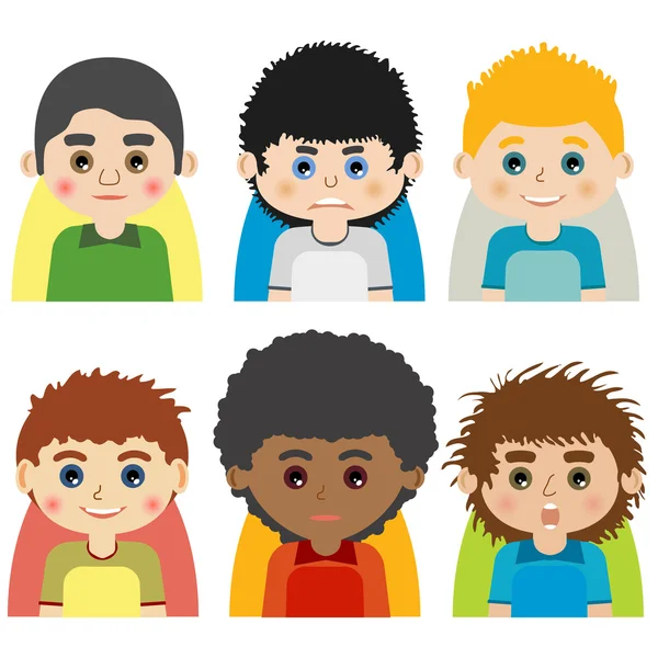 Vector Male man character faces avatars. Set of people icons  with faces. — Stock vektor
