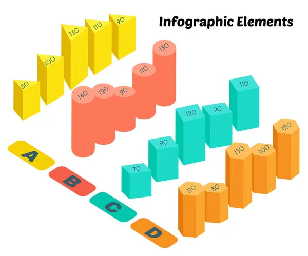 Elementos isométricos de la infografía vectorial . — Vector de stock