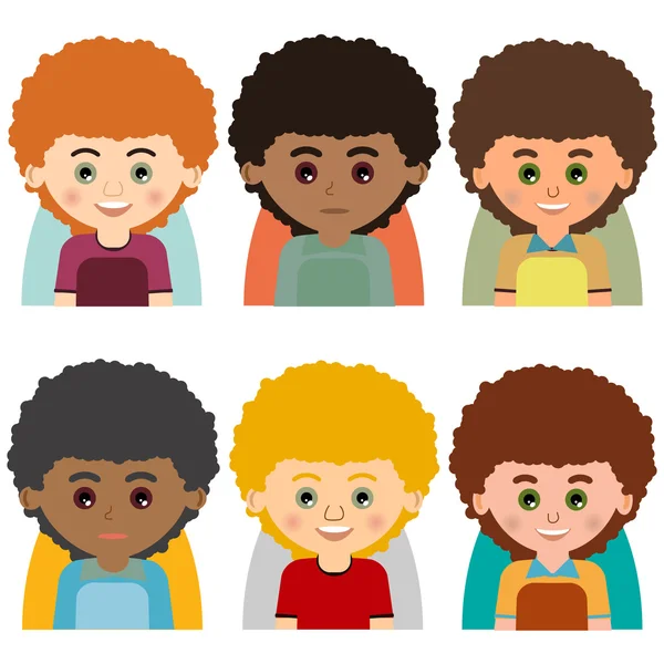 Vector man character avatars. Set of people icons  with faces. — Stock Vector