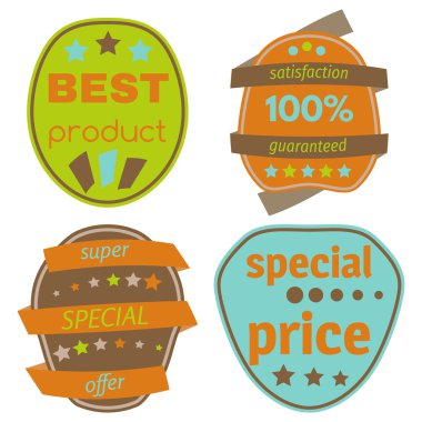 Vektör rozetleri şeritler kümesi. Web çıkartmaları ve etiketleri.