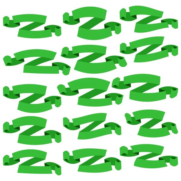 Ensemble de beaux rubans verts festifs, isolés sur fond blanc, illustration vectorielle . — Image vectorielle
