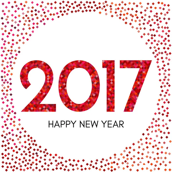 Feliz Año Nuevo 2017 etiqueta con confeti rojo. Plantilla de Elemento de Diseño de Año Nuevo y Navidad . — Vector de stock