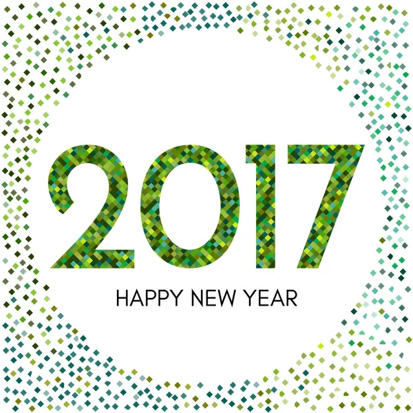 Feliz Año Nuevo 2017 etiqueta con confeti verde . — Vector de stock