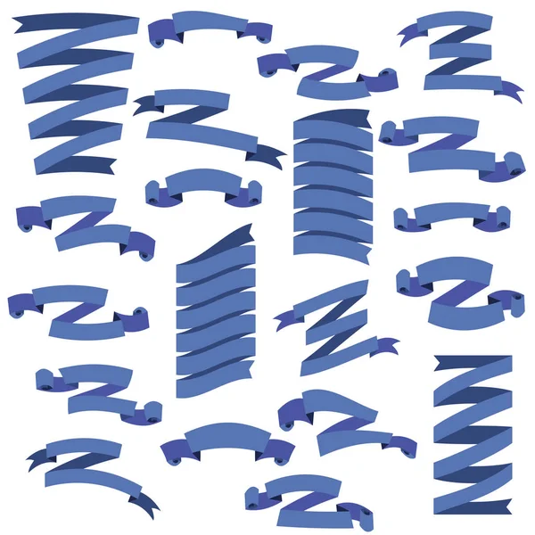 Aantal prachtige feestelijke blauwe linten, geïsoleerd op een witte achtergrond, vectorillustratie — Stockvector