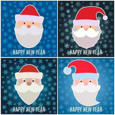 Yeni yıl tebrik kartı Noel Baba ile dizi