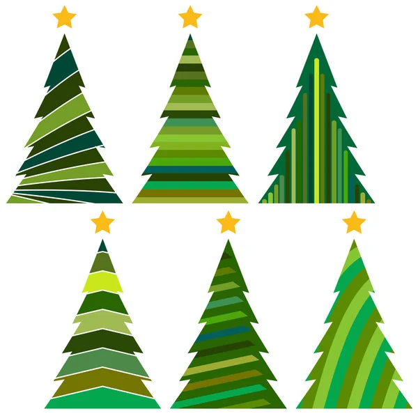 Conjunto de árboles de Navidad. Ilustración vectorial aislada para Feliz Navidad — Vector de stock