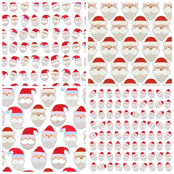 Zestaw ilustracji wektorowych bez szwu twarze Santa — Wektor stockowy