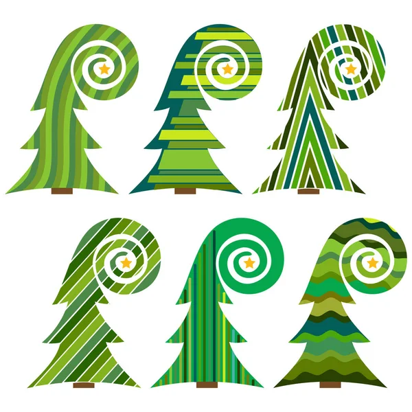 Σετ χριστουγεννιάτικα δέντρα. Απομονωμένη διανυσματικά εικονογράφηση για καλά Χριστούγεννα — Διανυσματικό Αρχείο
