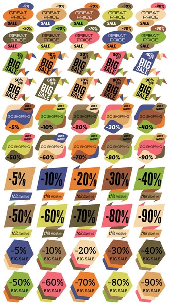 Set of Sale Discount Labels, Tags, Emblems. Web collection of stickers and badges for sale — Stock Vector