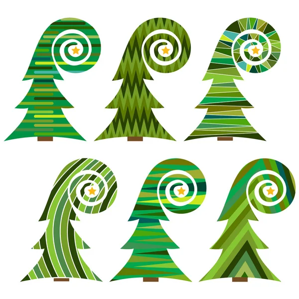 Set of Christmas trees. Isolated vector illustration for Merry Christmas — Stock Vector