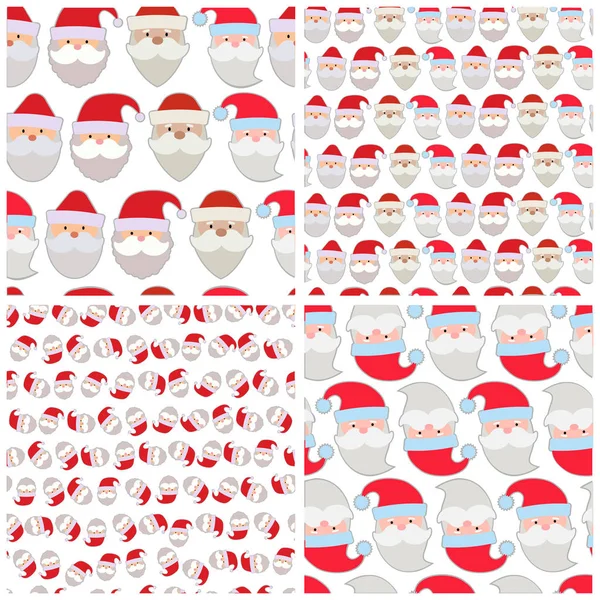 Zestaw ilustracji wektorowych bez szwu twarze Santa — Wektor stockowy