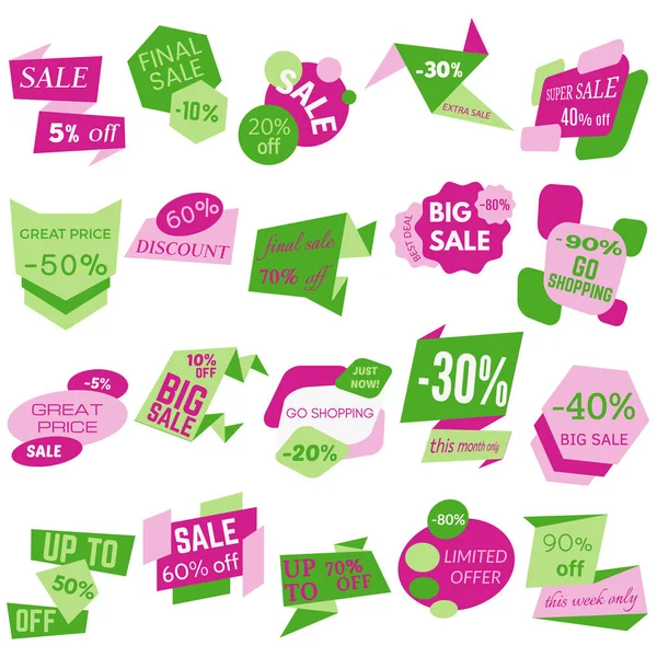 Set of Sale Discount Labels, Tags, Emblems — Stock Vector