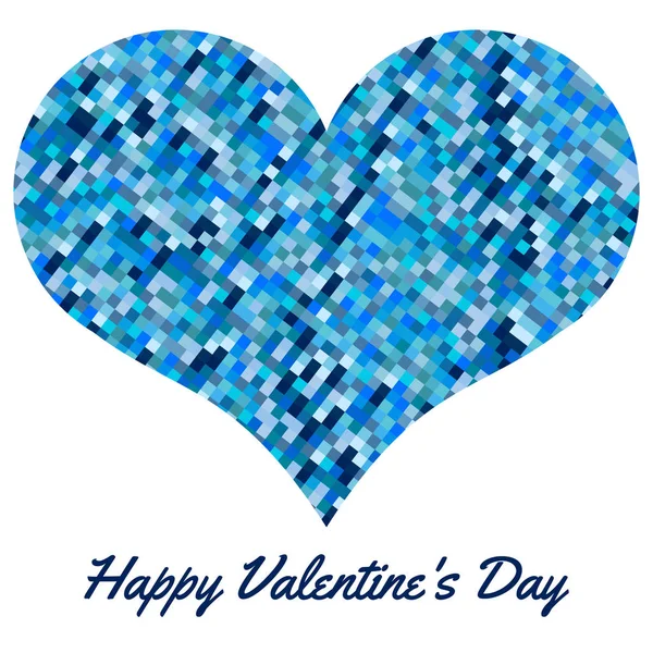 Blaues Herz aus Pixeln. Valentinstag Hintergrund mit Herz auf weißem Hintergrund. Symbol der Liebe — Stockvektor