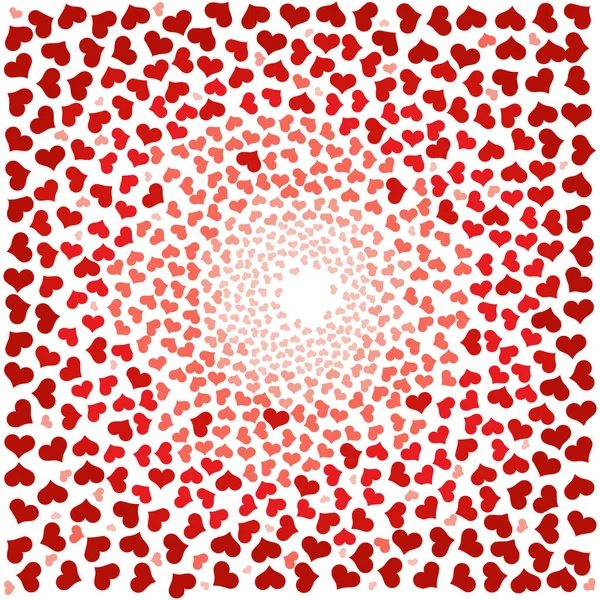 Абстрактный фон с красными сердцами. Кружащиеся красные сердца на белом фоне. Векторный валентин — стоковый вектор